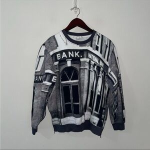 Mens Carven Bank Graphic All Over Print Bank Pull Over Sweater